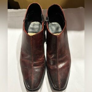 Quinn Red Brown Leather Booties